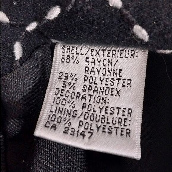 TALBOTS! RICH BLACK AND WHITE PATTERNED WEAVE STRETCH WOOL LOOK SKIRT! SZ 8 - Picture 6 of 10